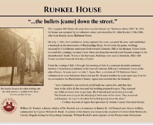 Historical marker of the Runkel House, 1863